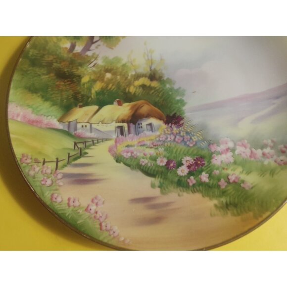 Vintage Hand Painted Nippon Japan Decorator Plate 10 /4" Rural Cottage Scene - Picture 10 of 10